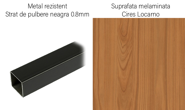 biblioteca cu 3 polite negru cires detalii