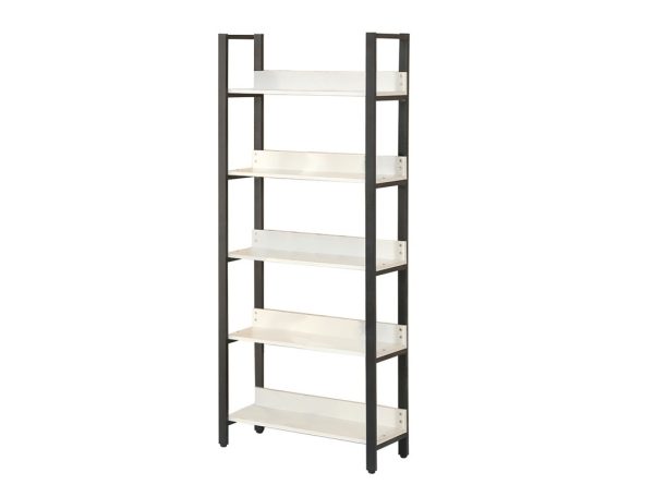 Biblioteca cu 5 polite, un compartiment, Negru Alb Naimeed
