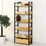 Biblioteca cu 5 polite, un compartiment, Naimeed E5-80-2, Negru/Mesteacan