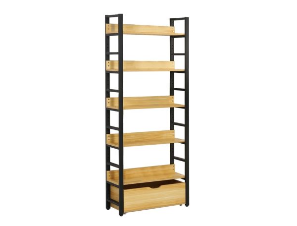Biblioteca cu 5 polite si compartiment, Naimeed Negru