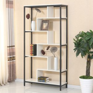 biblioteca cu 6 polite negru alb