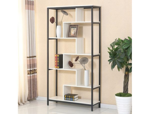 biblioteca cu 6 polite negru alb