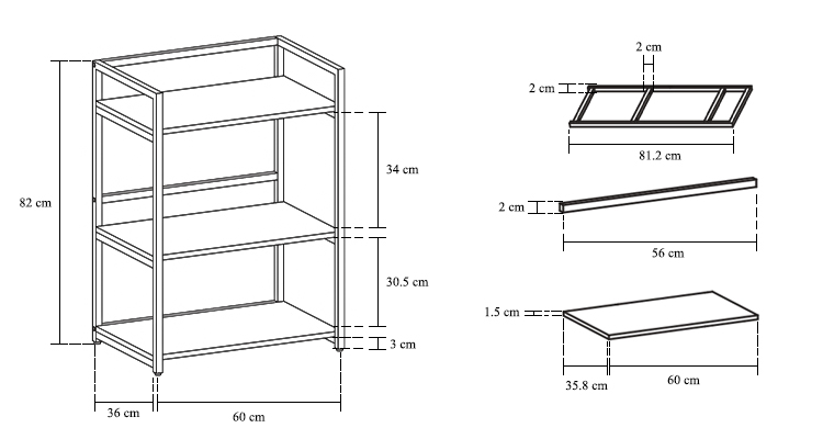 Raft cu 3 polite dimensiuni