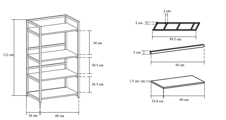 Raft cu 4 polite dimensiuni