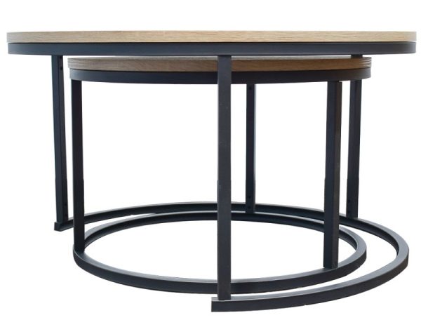 Set 2 masute de cafea mesteacan Naimeed modern