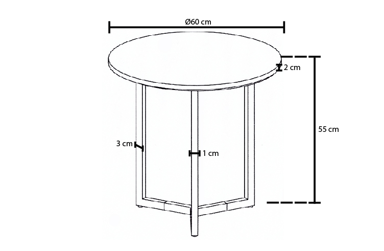 masuta de cafea 55cm dimensiuni